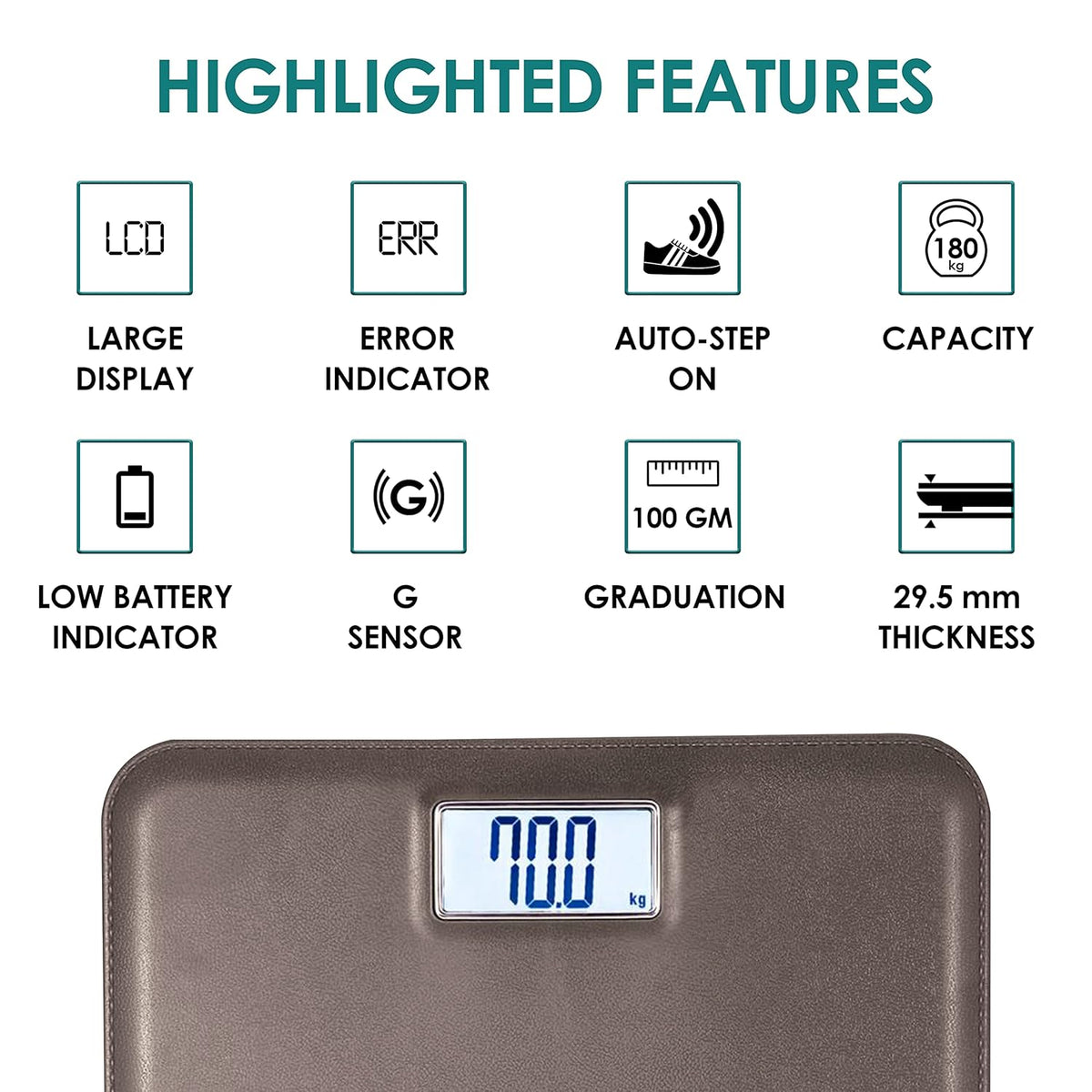 Equinox digital weighing scale with backlit LCD
