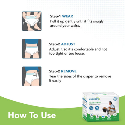 EverActiv adult diaper pants tear-open sides and disposal tape