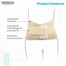Features of Vissco 0111 Sacro Lumbar Belt with breathable material and adjustable straps