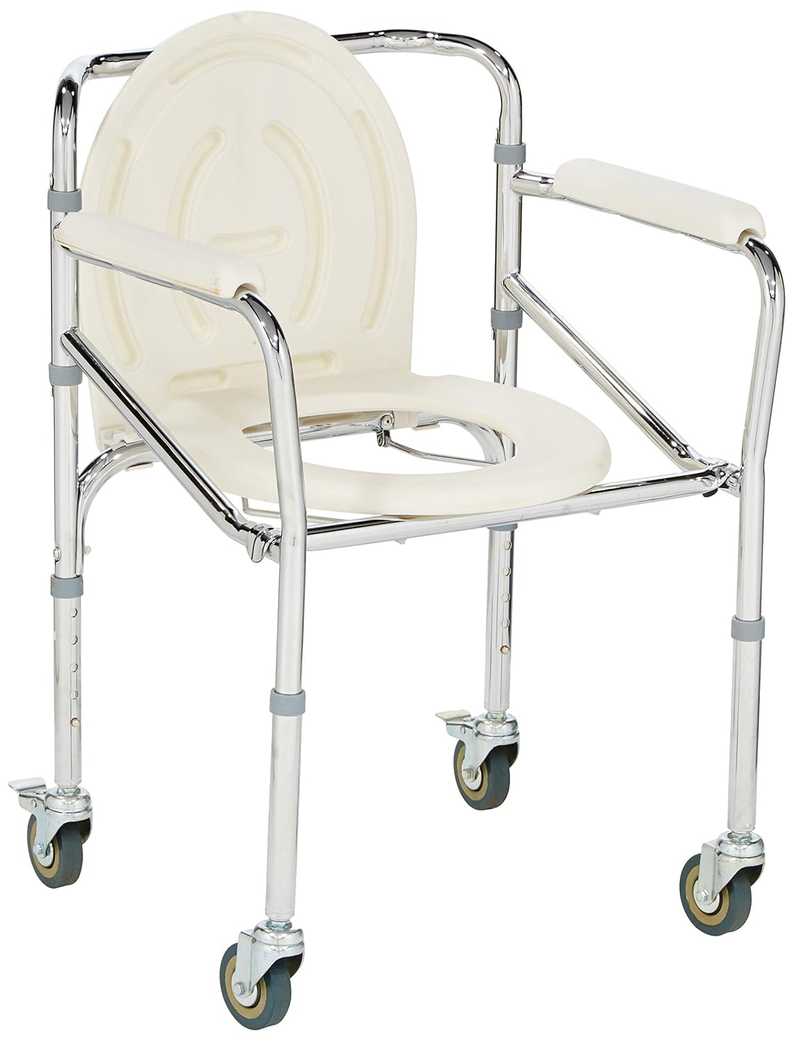 Flamingo Classic Commode Chair with Wheels adjustable mobile toilet chair