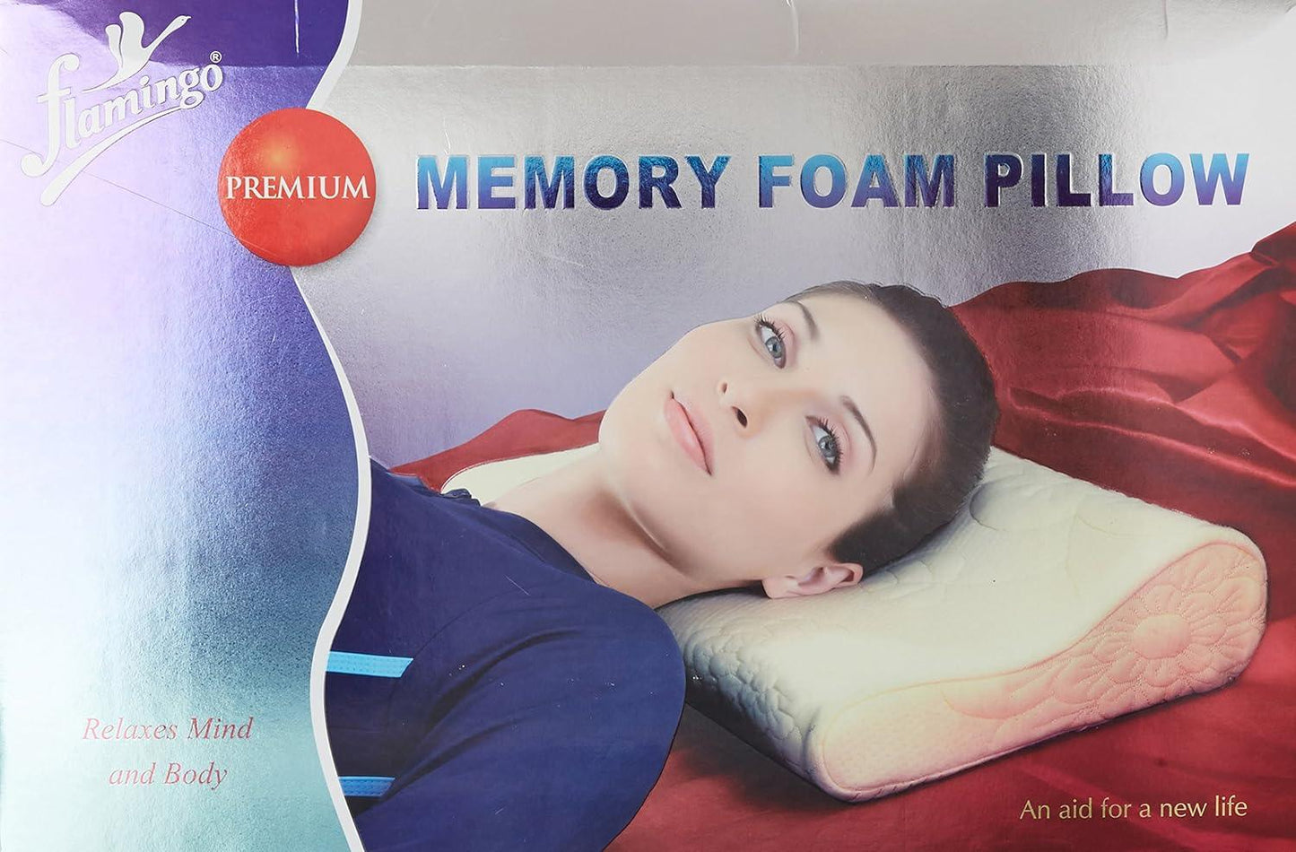 Flamingo Memory Foam Pillow ergonomic curved design for neck support