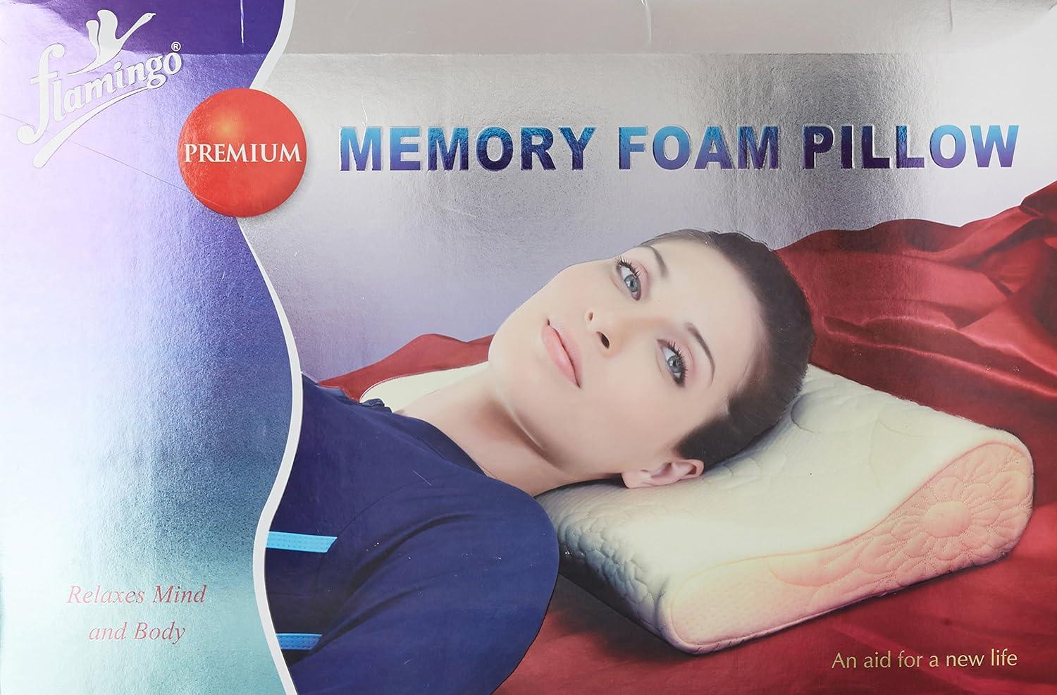 Flamingo Memory Foam Pillow ergonomic curved design for neck support