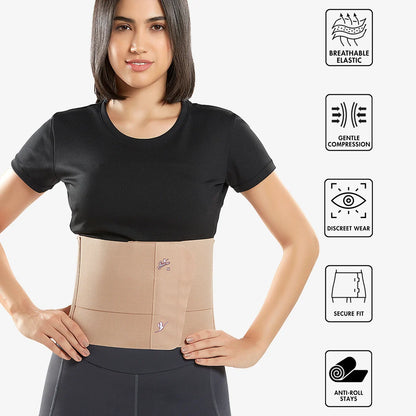 Flamingo abdominal belt elastic construction and fastening detail