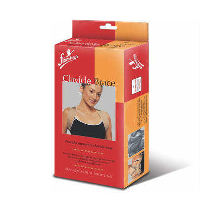 Flamingo clavicle support brace with semi-rigid back stay