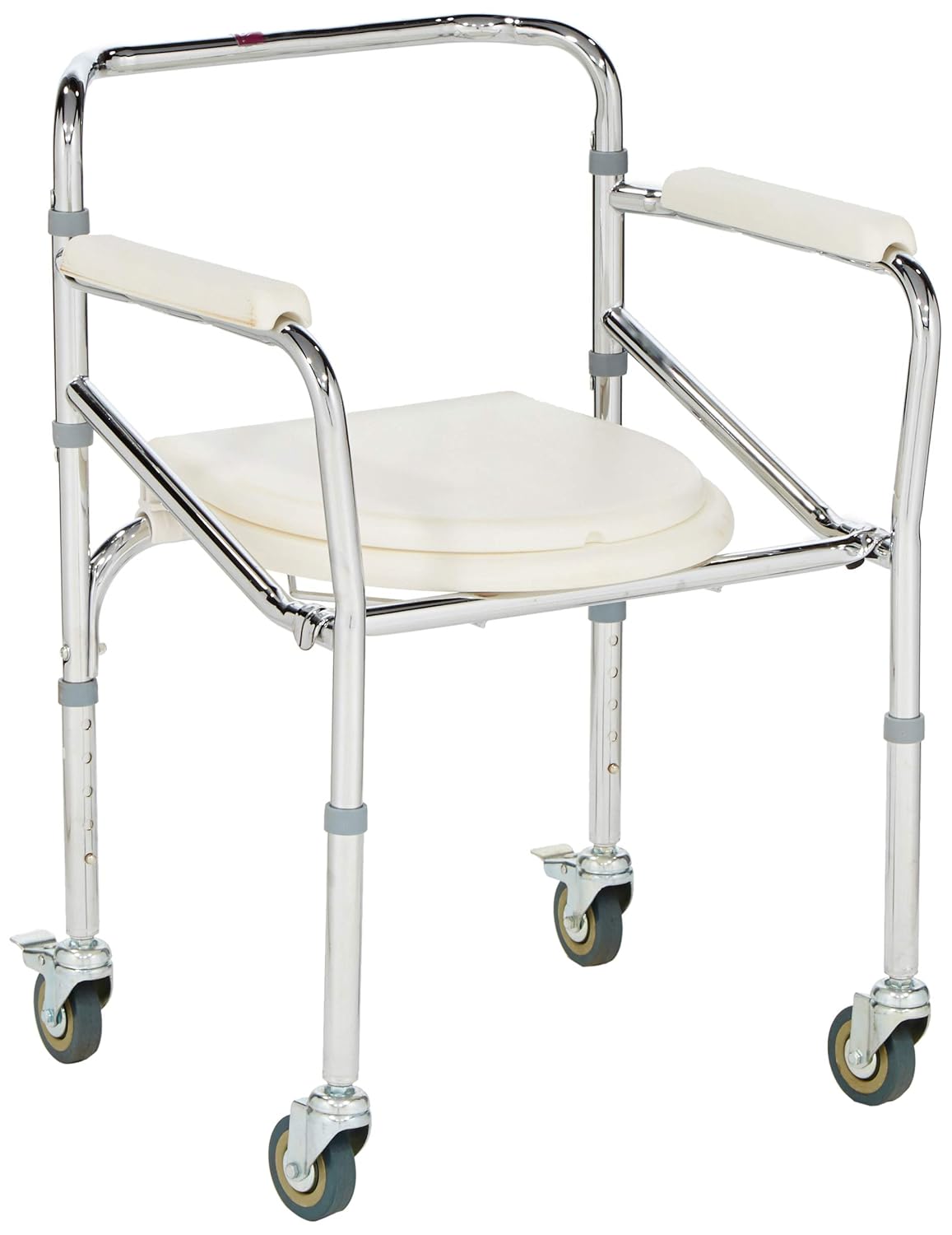 Flamingo commode chair with lockable wheels and supportive backrest