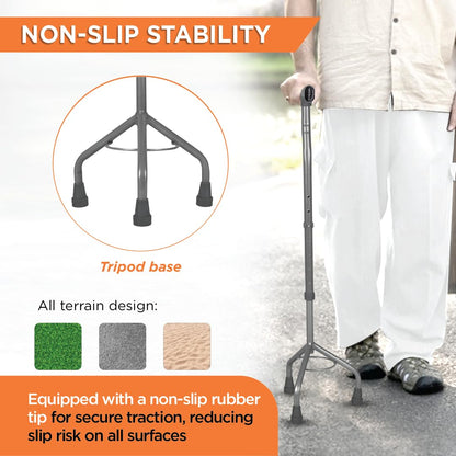 Flamingo tripod walking stick ergonomic handle