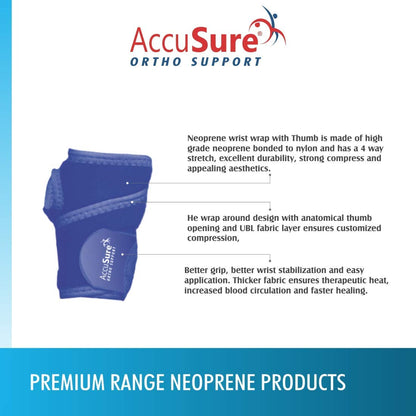 AccuSure Unisex Neoprene Wrist Wrap With Thumb - W2