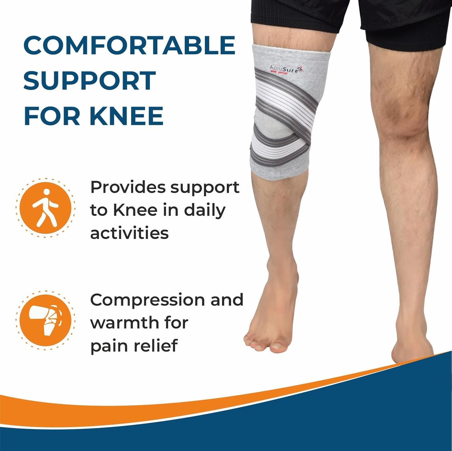 AccuSure Orthopedic Pain Relief Bamboo Yarn Knee Support Binder- K25