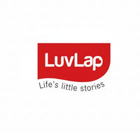 Luvlap (personal care products ) logo with a red background and white text on a white background