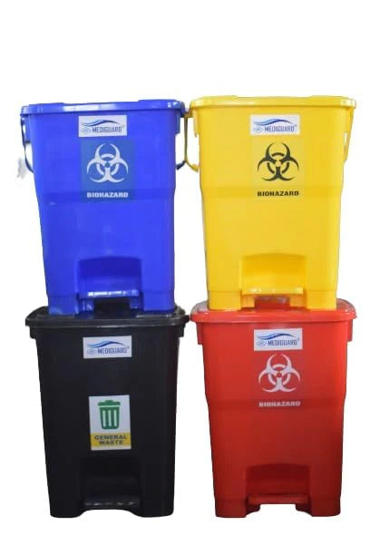 Mediguard 15 litre biomedical waste dustbins set of four
