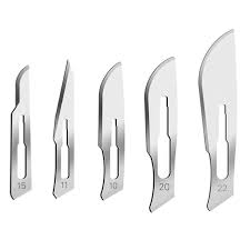 Sterile disposable surgical blades available in multiple sizes