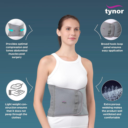 Tynor Abdominal Support 9 Inch 23 cm Grey A01