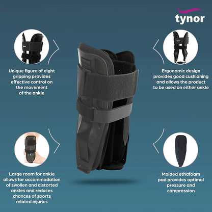 Tynor Ankle Splint black anatomical ankle brace