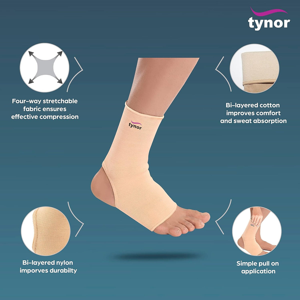 Tynor Anklet anatomical ankle compression support
