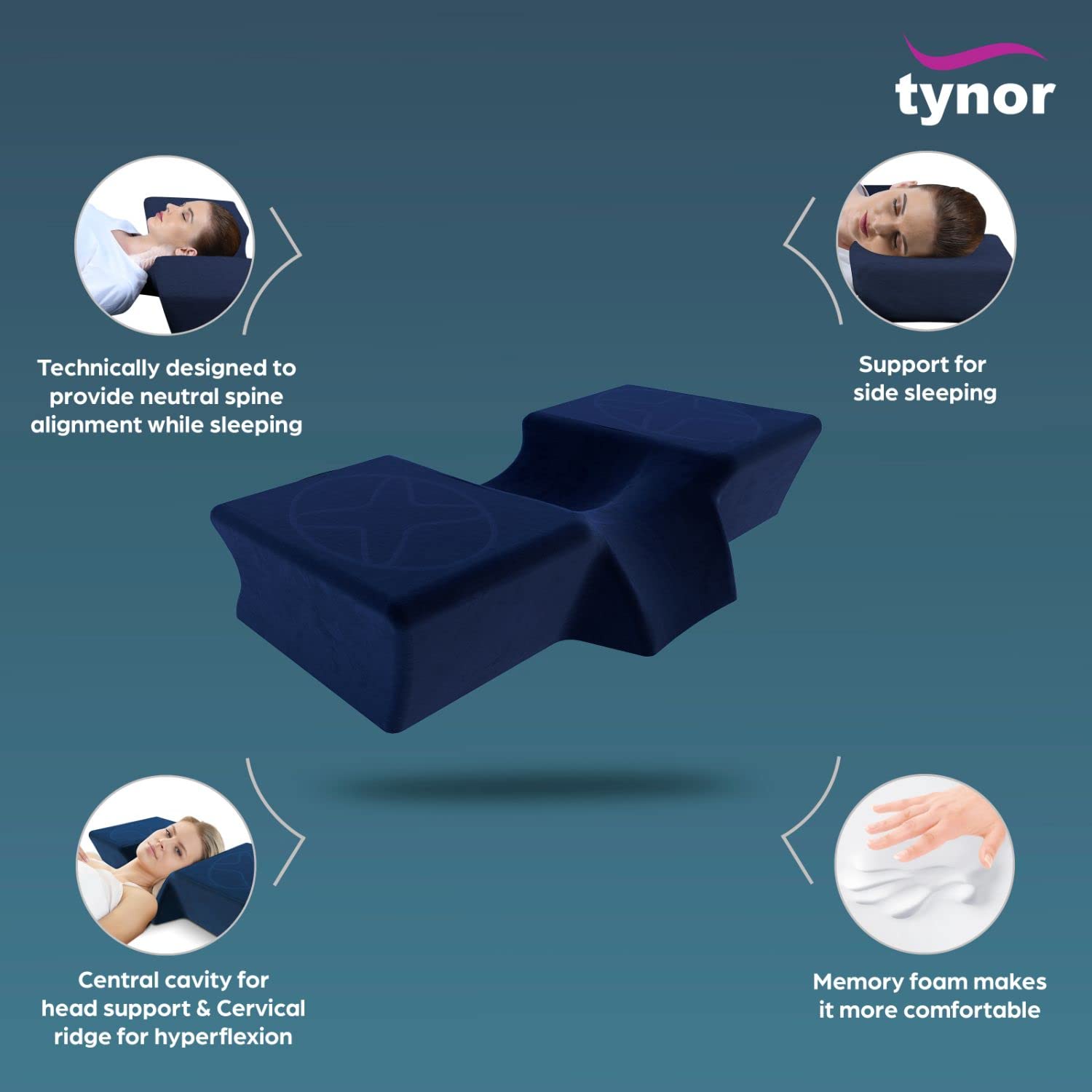 Tynor B28 anatomical pillow with cervical neck support