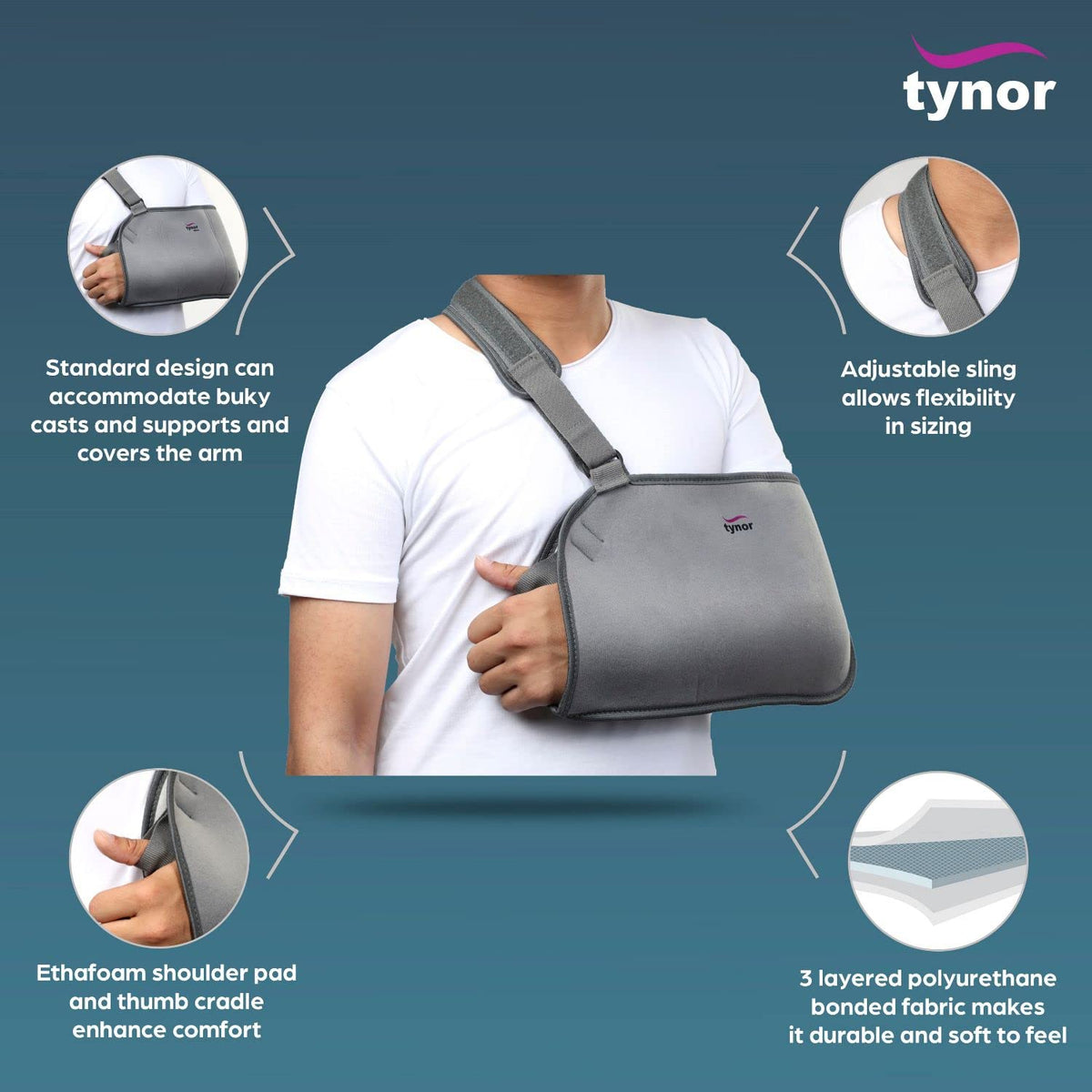 Tynor Pouch Arm Sling Baggy spacious pouch for bulky cast support