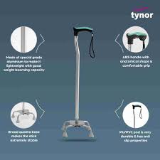 Tynor quadripod walking stick adjustable height