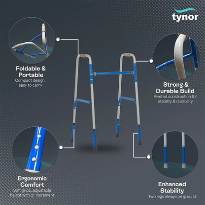 Tynor walker soft foam hand grips and height adjustment

