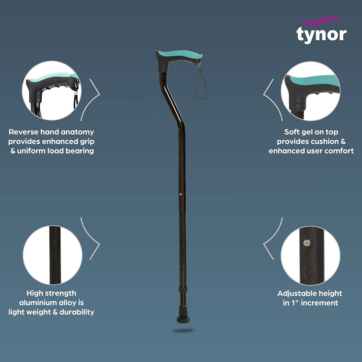 Tynor walking stick ergonomic handle