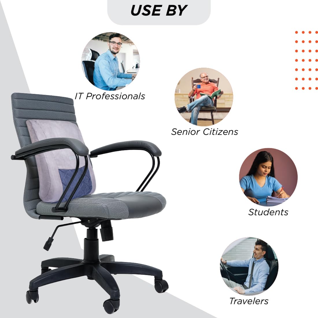 Vissco 0121 smart back rest for car seat and prolonged sitting