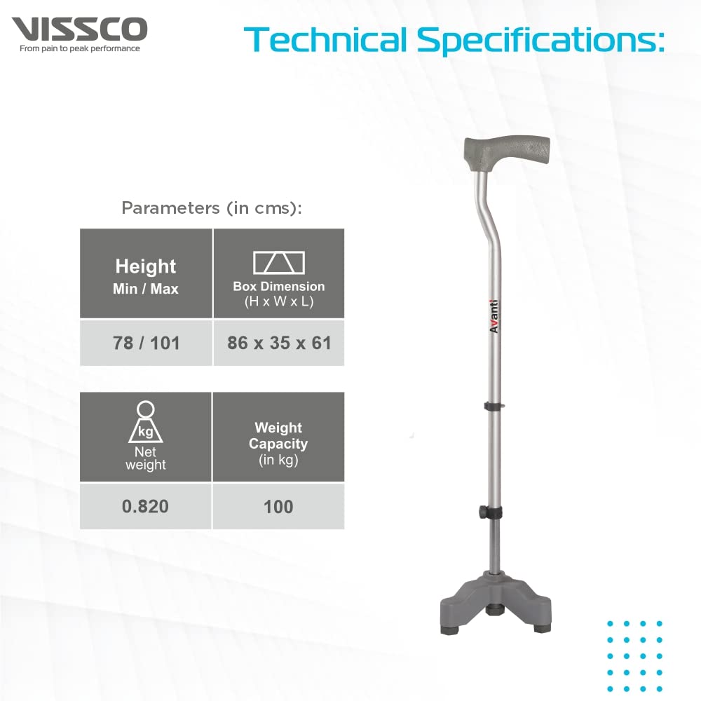 Vissco 0907 walking stick with anatomical L shaped palm grip