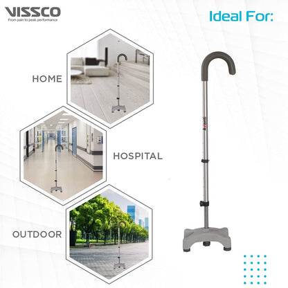 Vissco 0908 quadripod walking stick anatomical palm grip