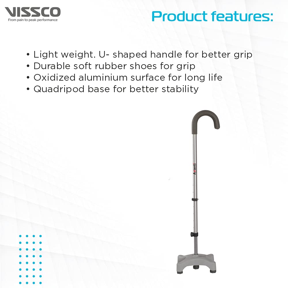 Vissco 0908 quadripod walking stick skid resistant rubber shoes