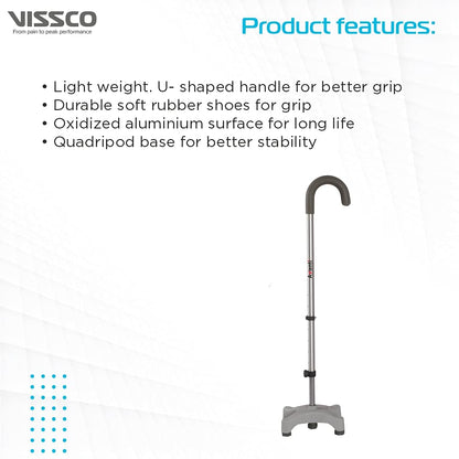 Vissco 0908 quadripod walking stick skid resistant rubber shoes