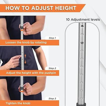 Vissco 0911 lightweight aluminium walking cane for elderly