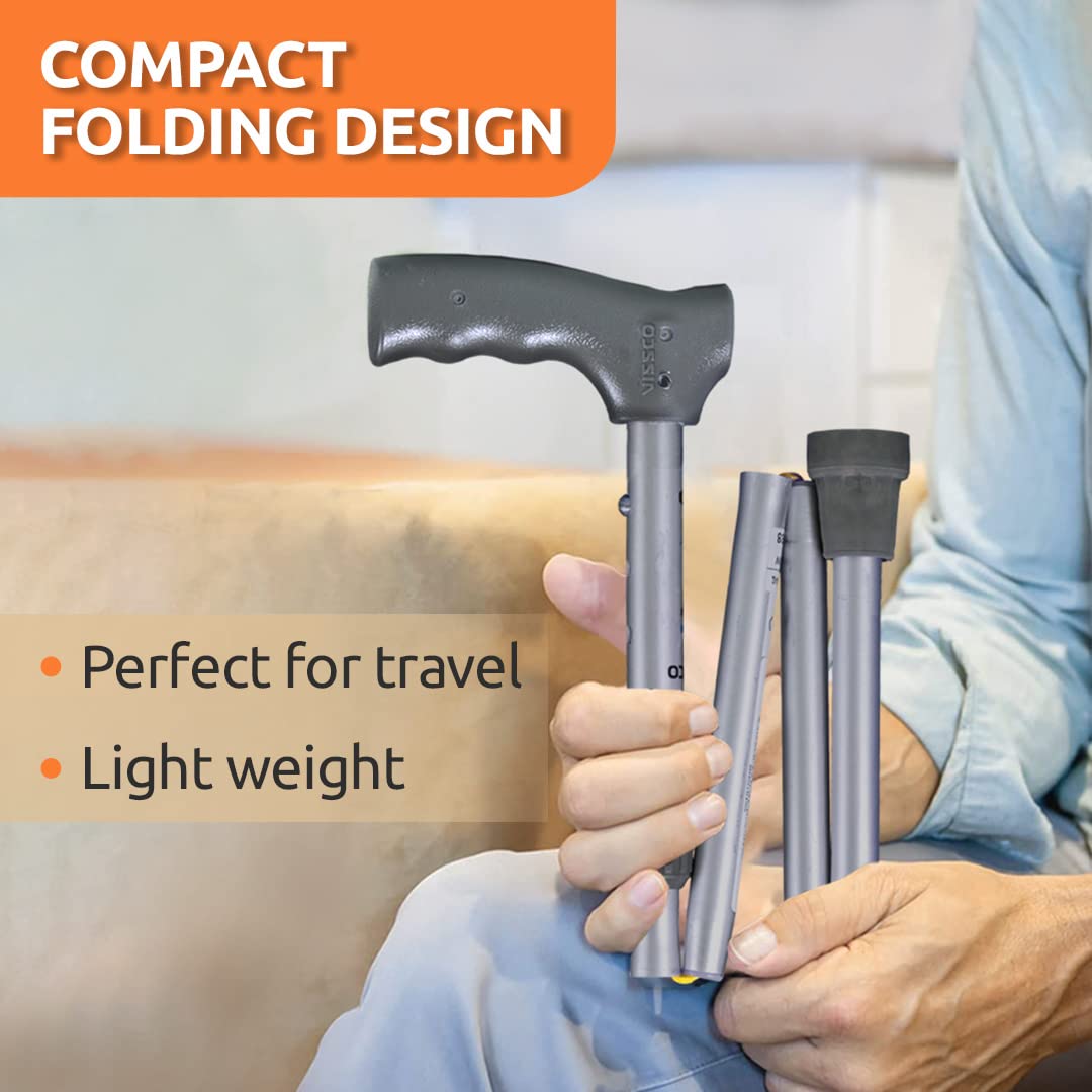 Vissco 0921 folding walking stick with four-section design