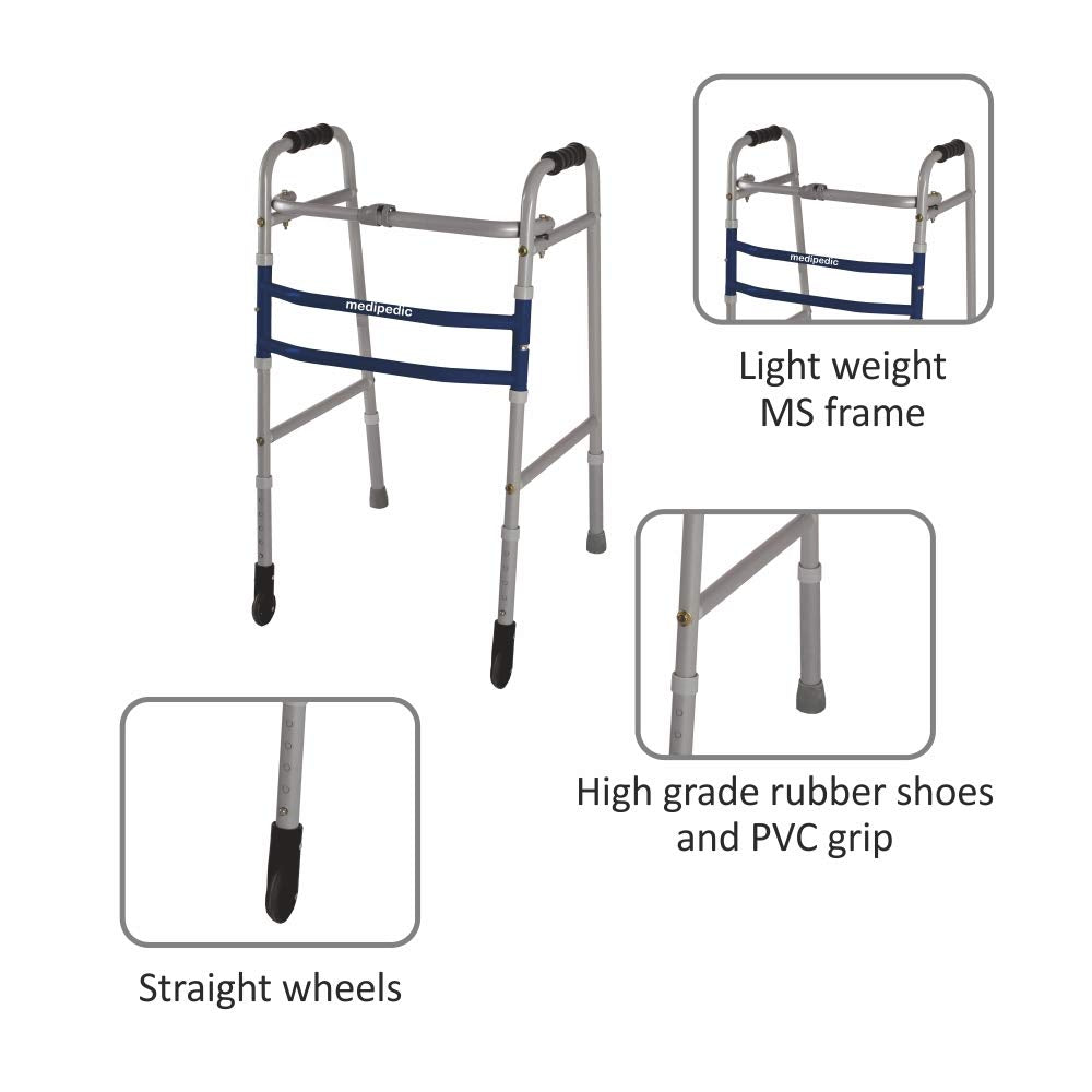 Vissco 0935 adjustable height walker with straight castor