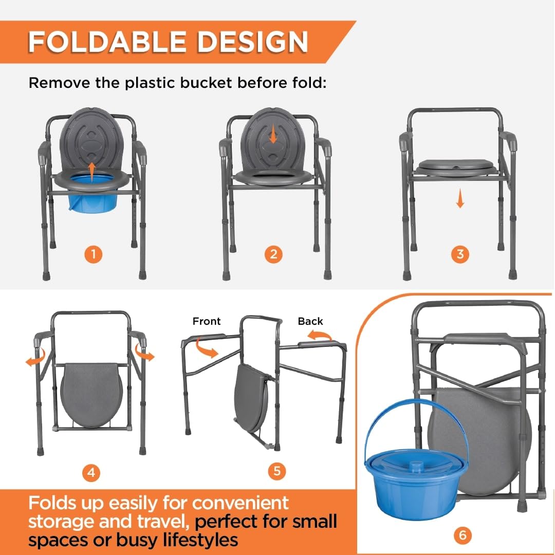Vissco 0941 comfort commode without castors folded design