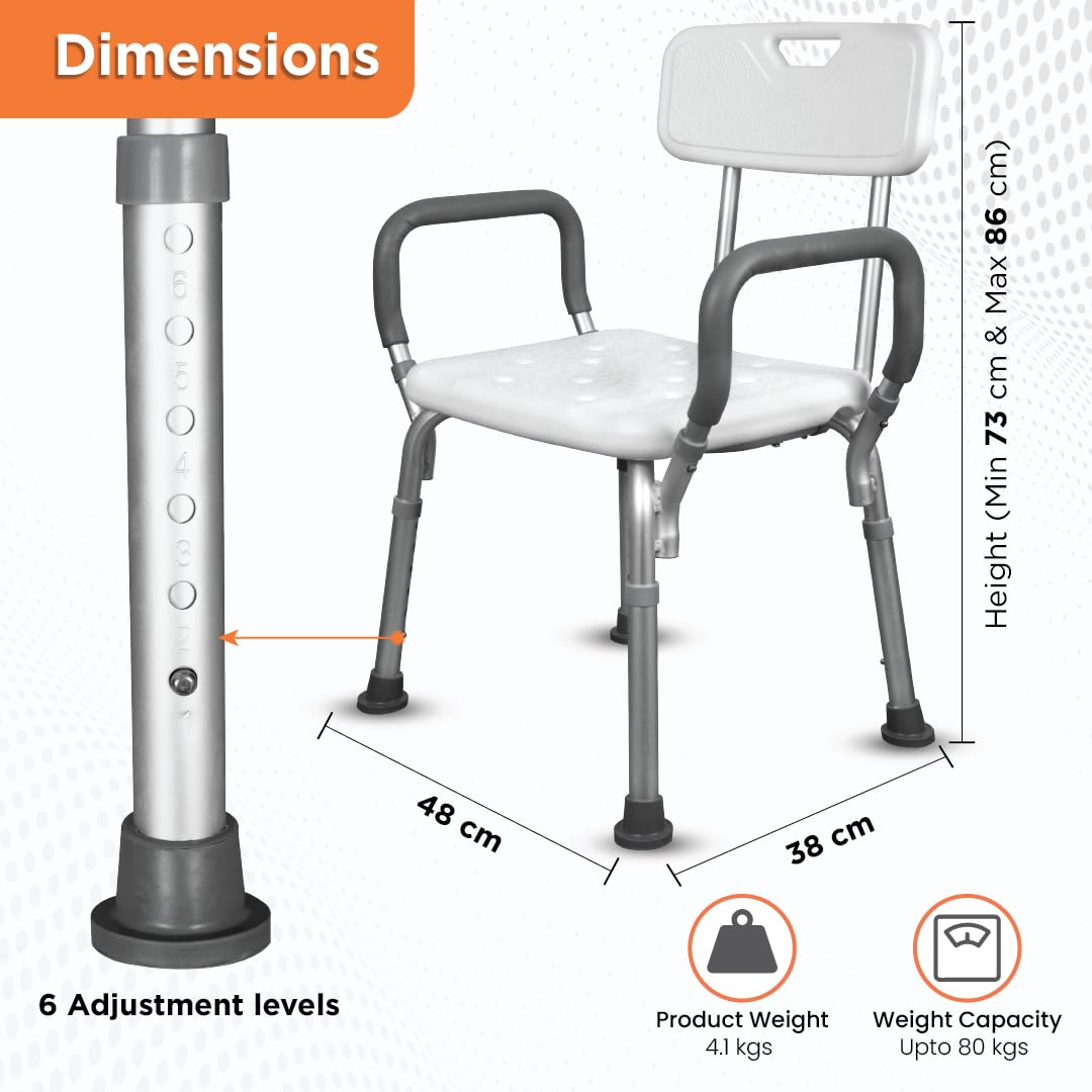 Vissco 0980 aluminium shower chair with anti-slip rubber feet