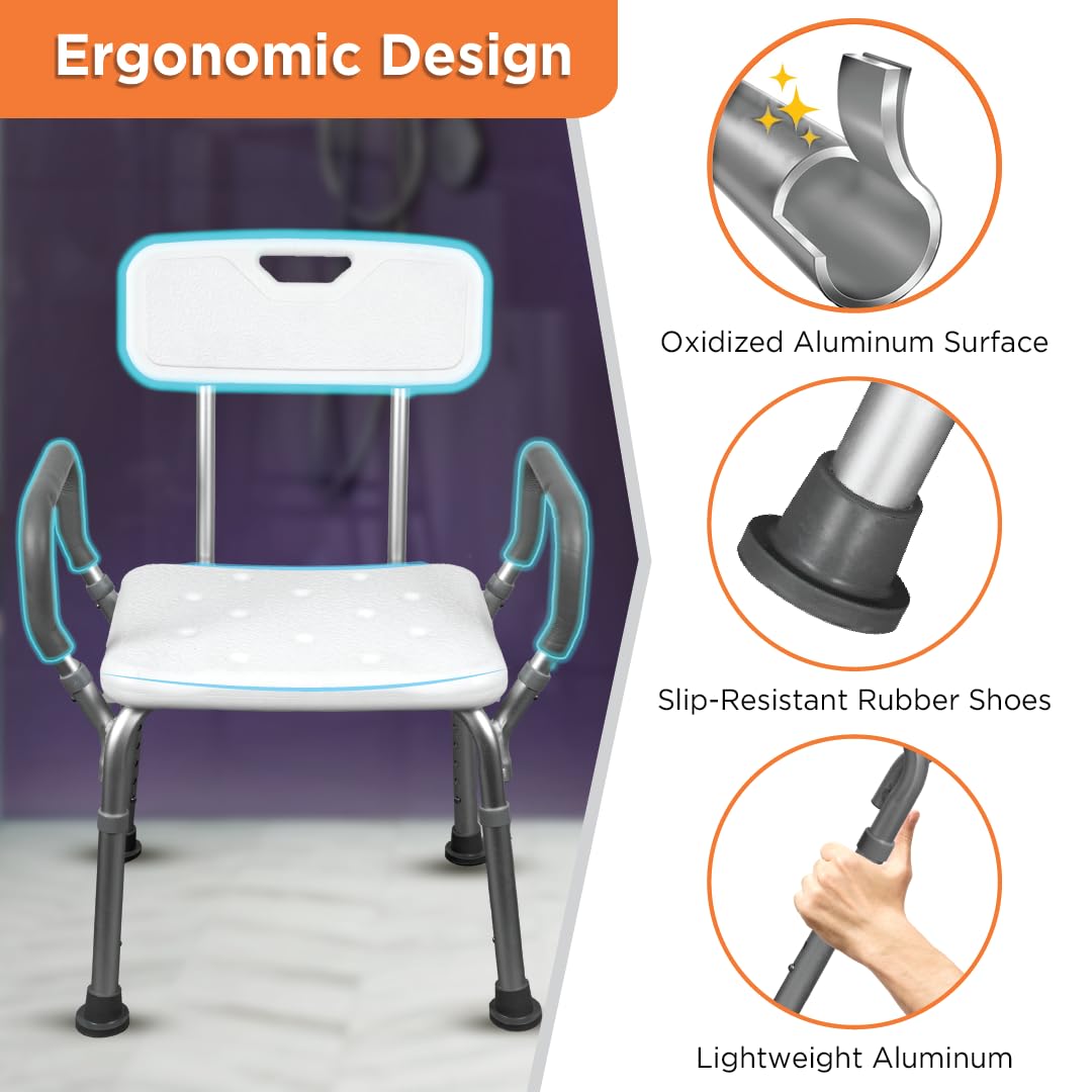 Vissco 0980 height adjustable shower chair with back support