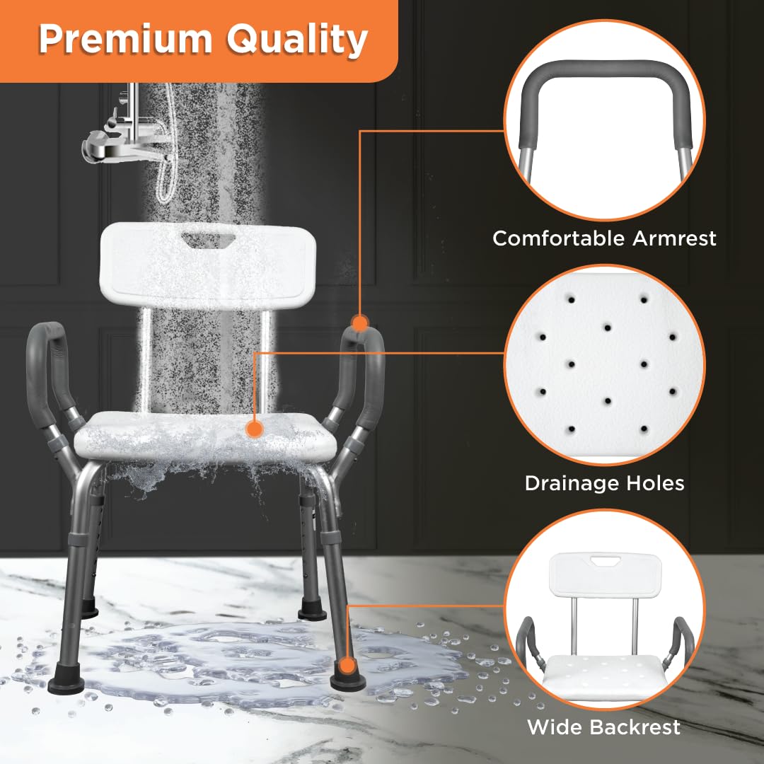 Vissco 0980 shower chair with moulded seat and padded armrests