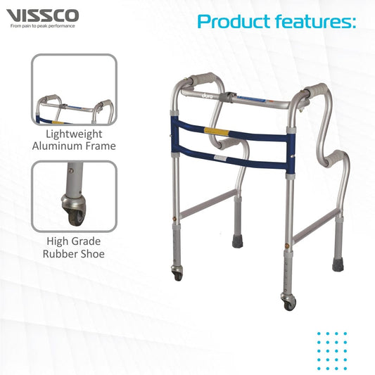 Vissco 2904 Dura Lite walker with wheels foldable aluminium walking aid
