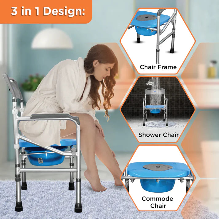 Vissco 2996 foldable shower and commode chair without castors