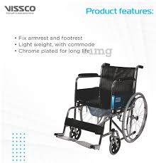 Vissco 9979 foldable commode wheelchair side view