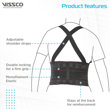 Vissco Industrial Back Support Belt Rear View with Four Support Stays