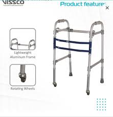 Vissco aluminium walker with wheels and adjustable height