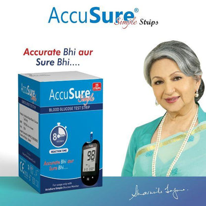 AccuSure Simple Blood 25 Glucometer Strips