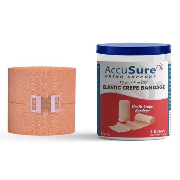 AccuSure Elastic Crepe Bandage with Hook & Loop Closure (6cm x 4mt)