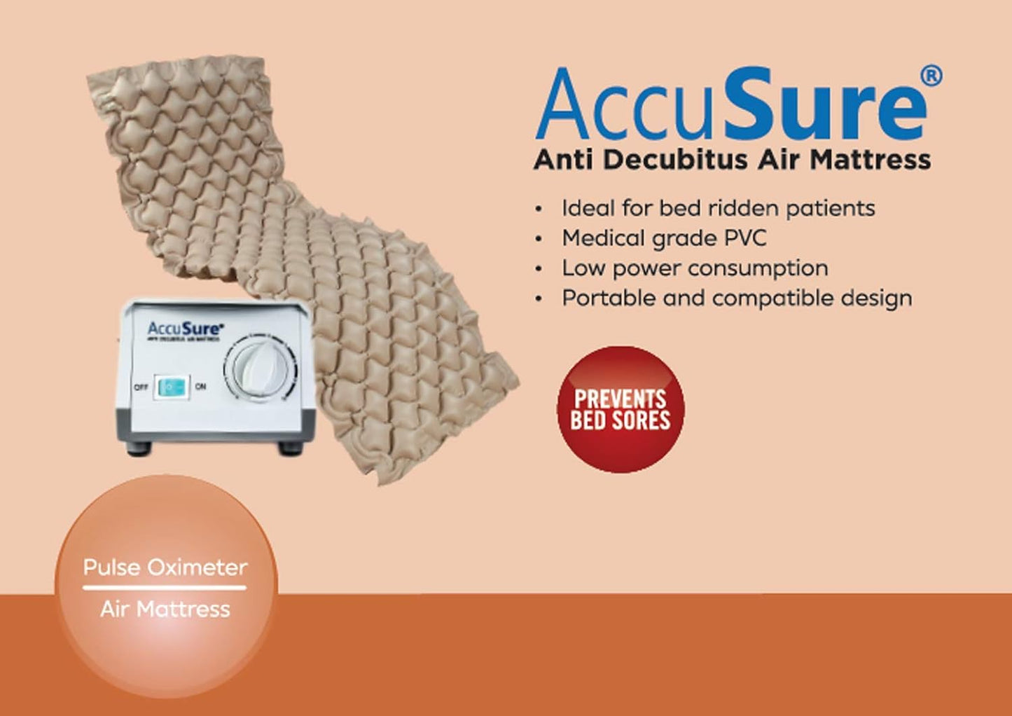 AccuSure Unisex Anti Decubitus Air Mattress (bed sores)