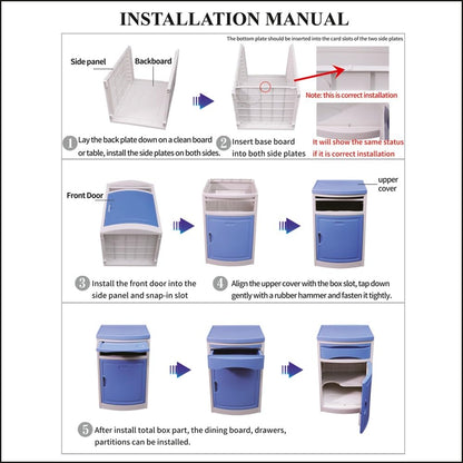 Bedside Locker Blue ABS Material for Hospital Use
