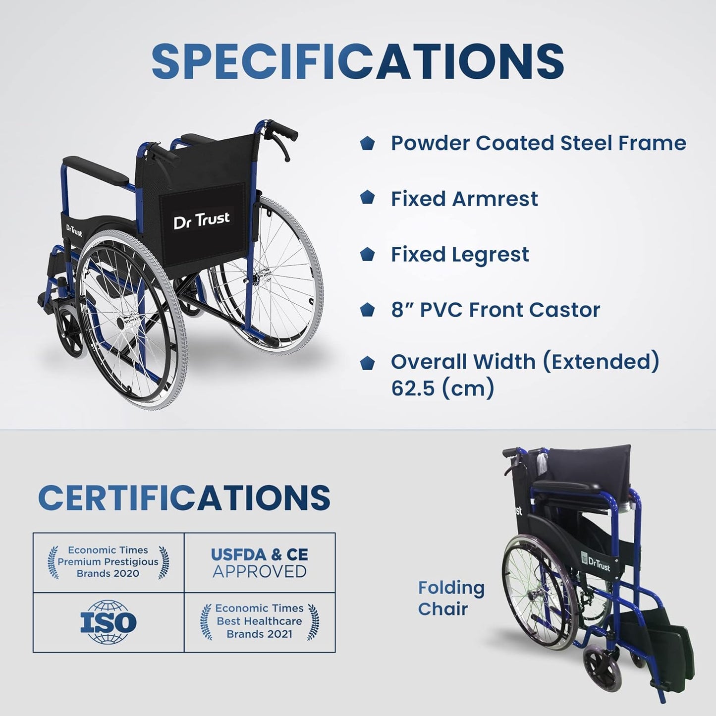 Dr Trust Portable Foldable Manual Wheelchair-306