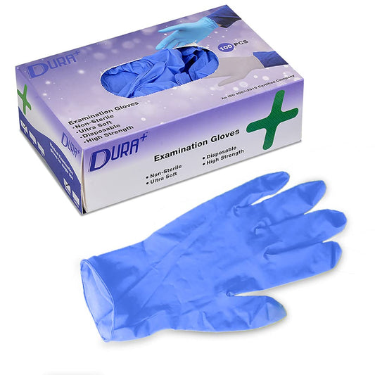 Duraplus Unisex Powder Free Ultra Soft Disposable Nitrile Medical Gloves (Pack of 100PCS)