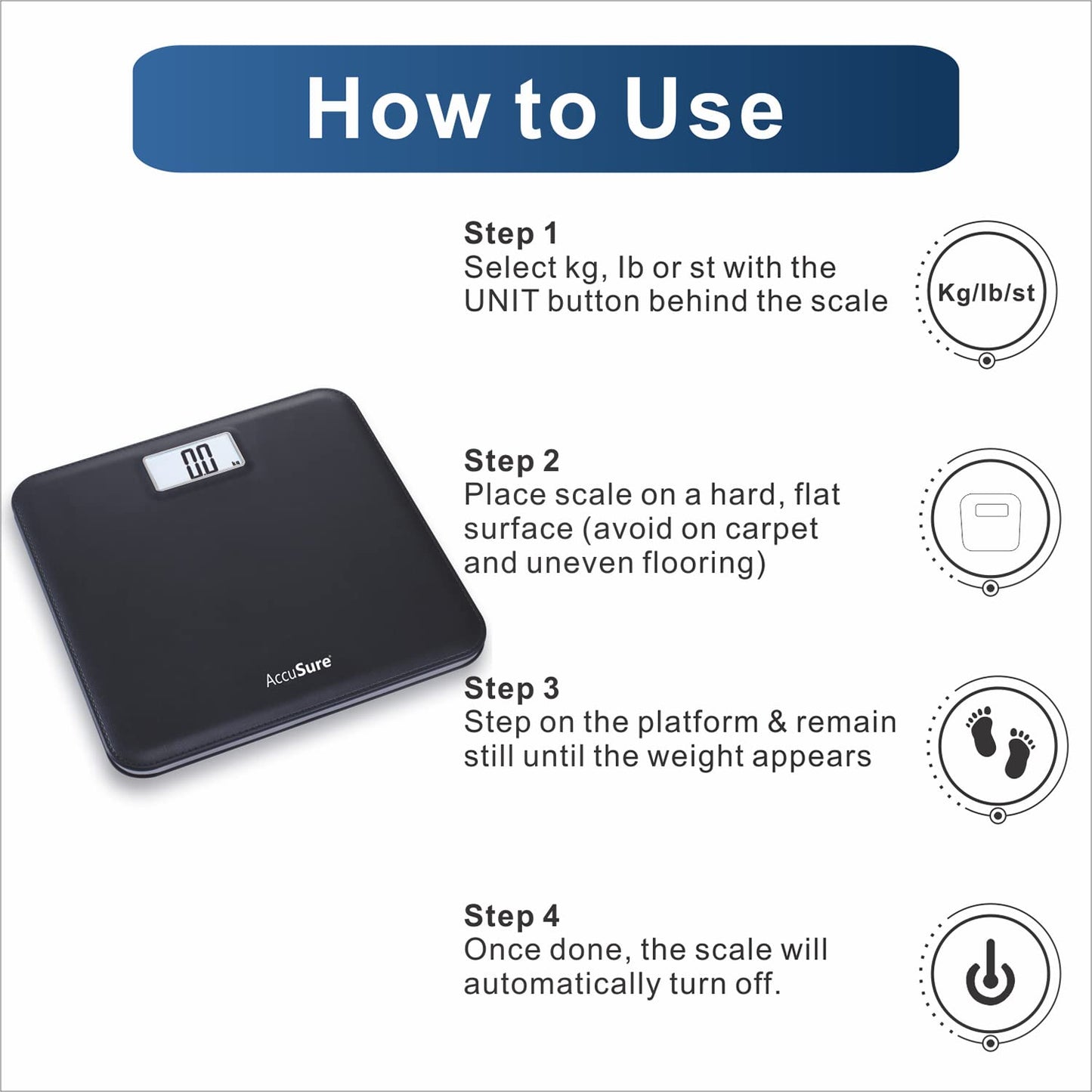 AccuSure Digital Weighing Scale- EB7008H