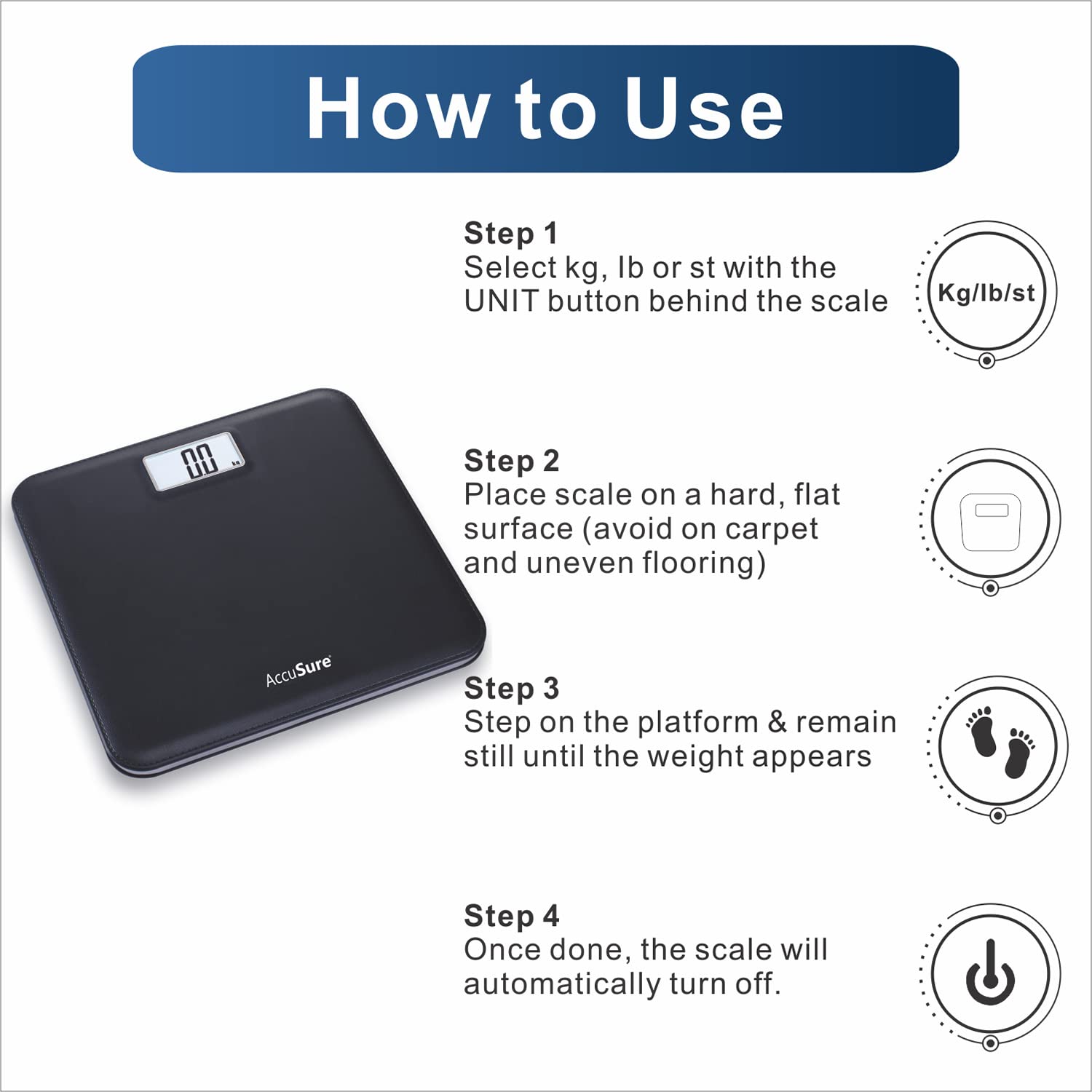 AccuSure Digital Weighing Scale- EB7008H