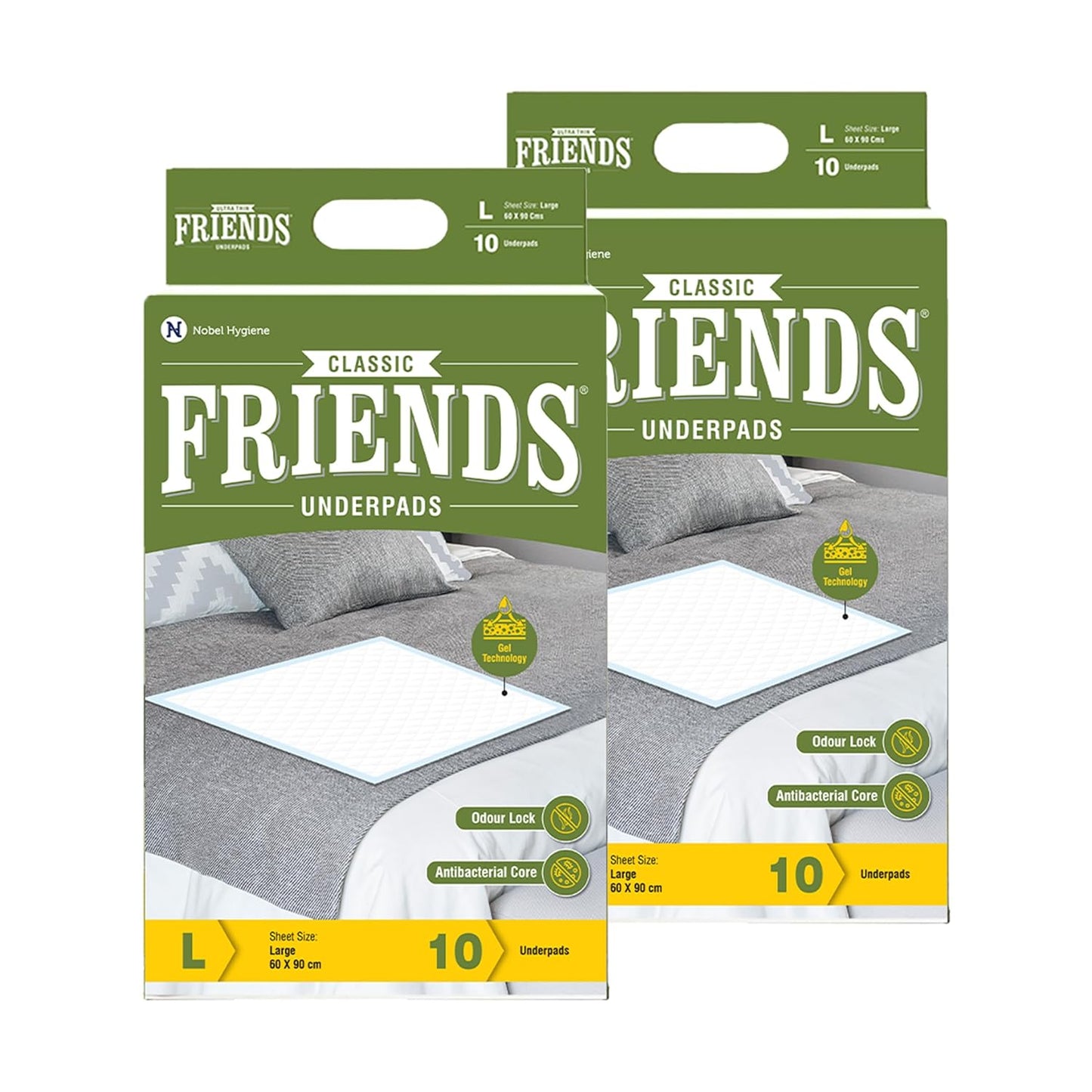 Friends Classic Disposable Underpads,Soft & Super Absorbency - 60x90 cm (Pack of 1)