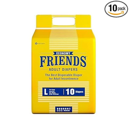 Friends Economy Adult Diapers Tape Style - 10 Count/Pack (Large)